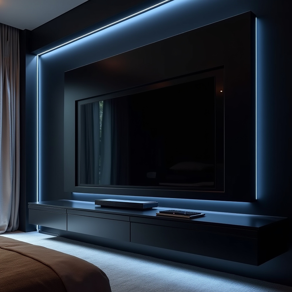 modern bedroom TV wall 16