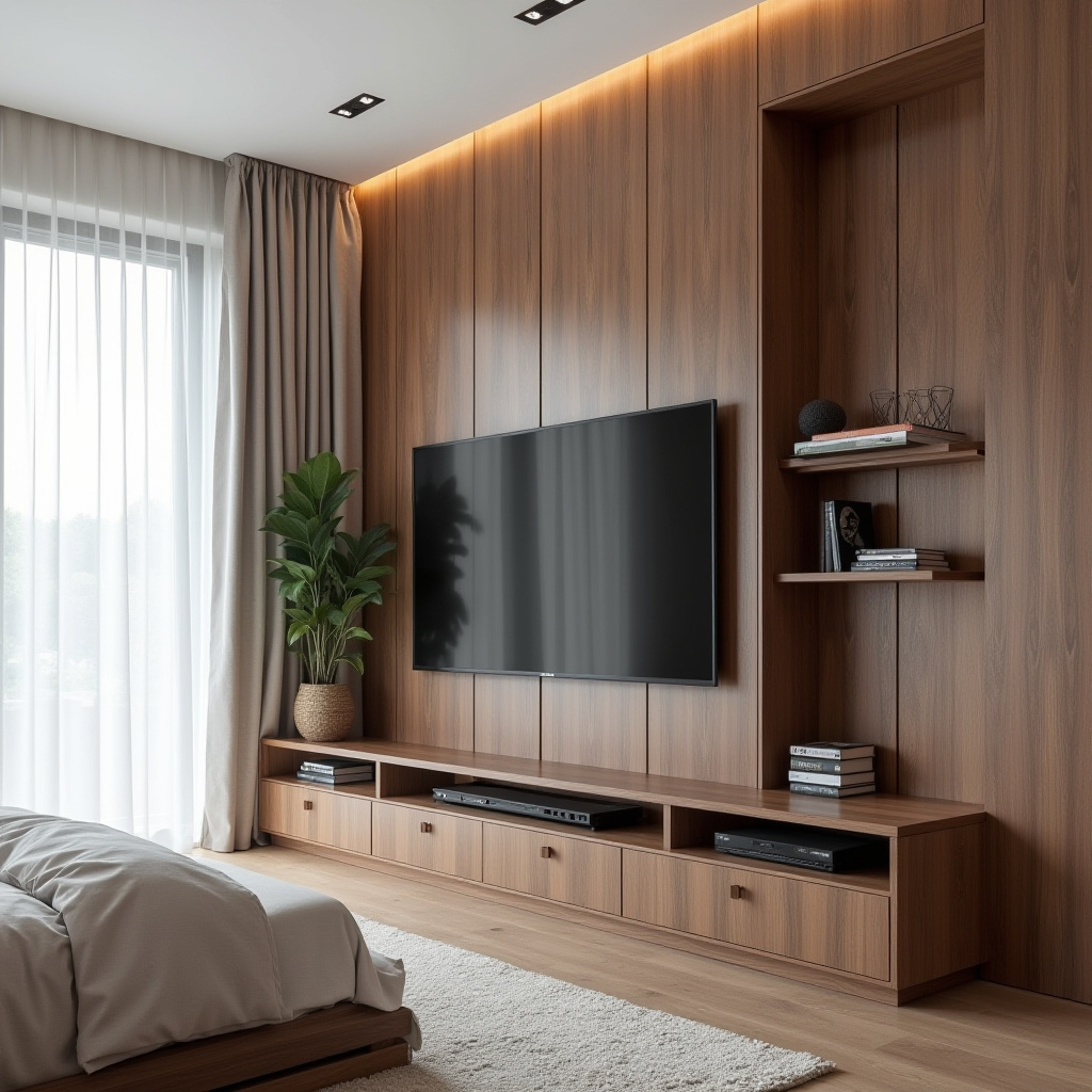 modern bedroom TV wall 2