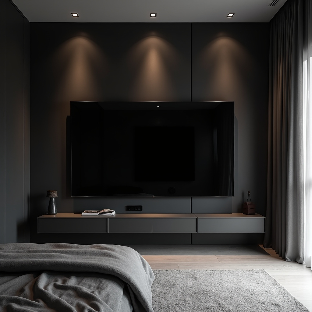 modern bedroom TV wall 26