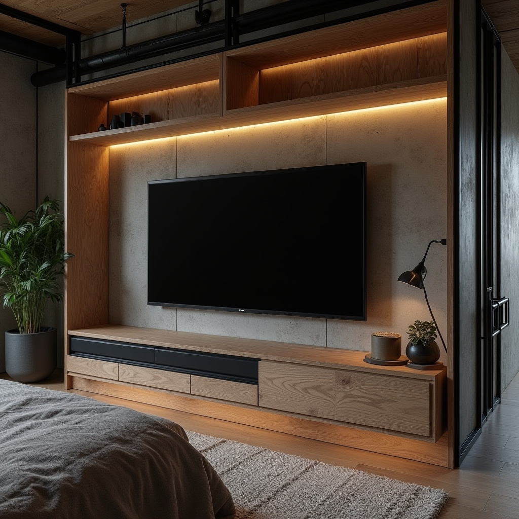modern bedroom TV wall 30