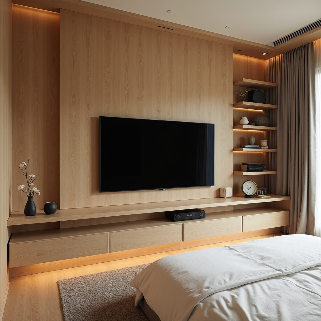 modern bedroom TV wall 34