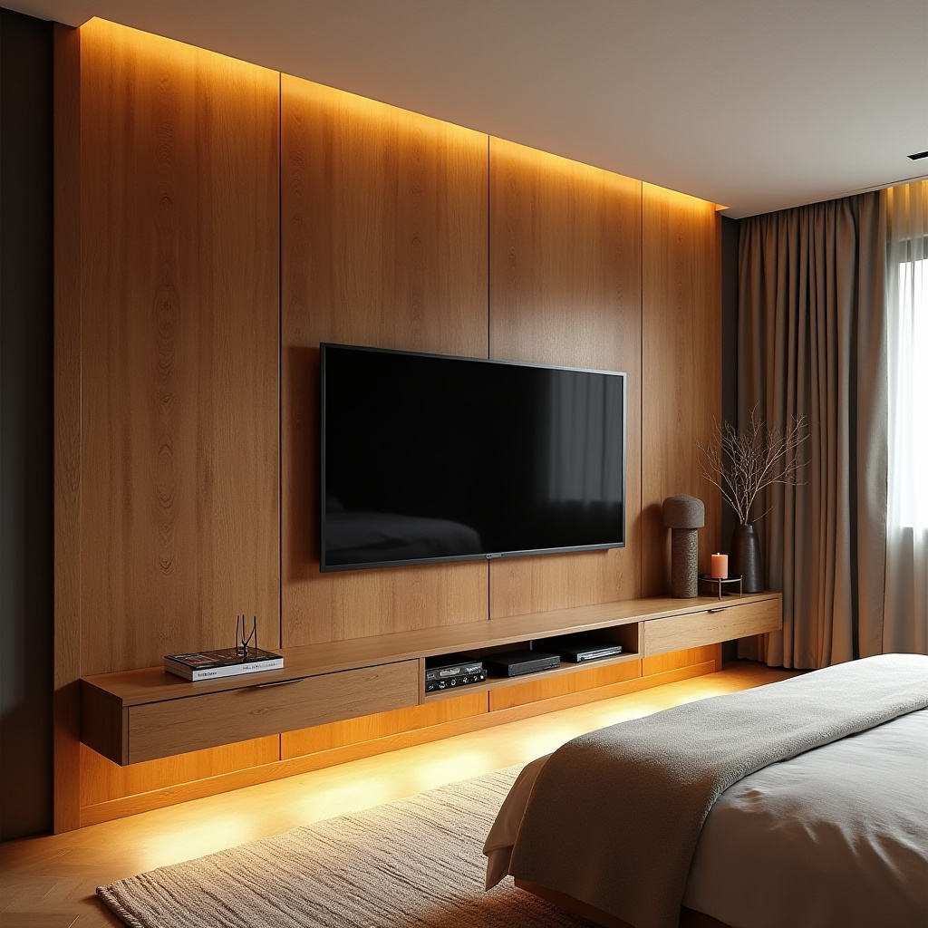 modern bedroom TV wall 38