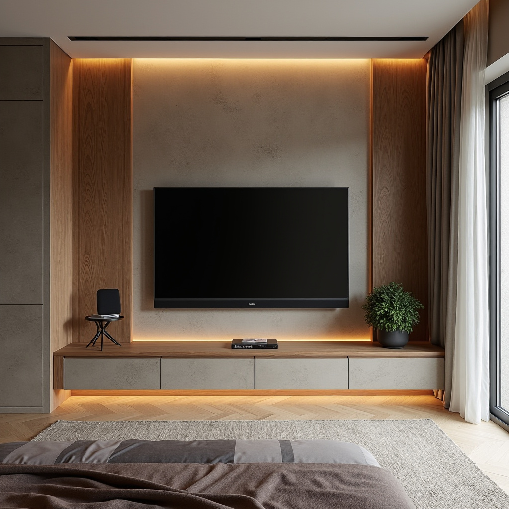 modern bedroom TV wall 8