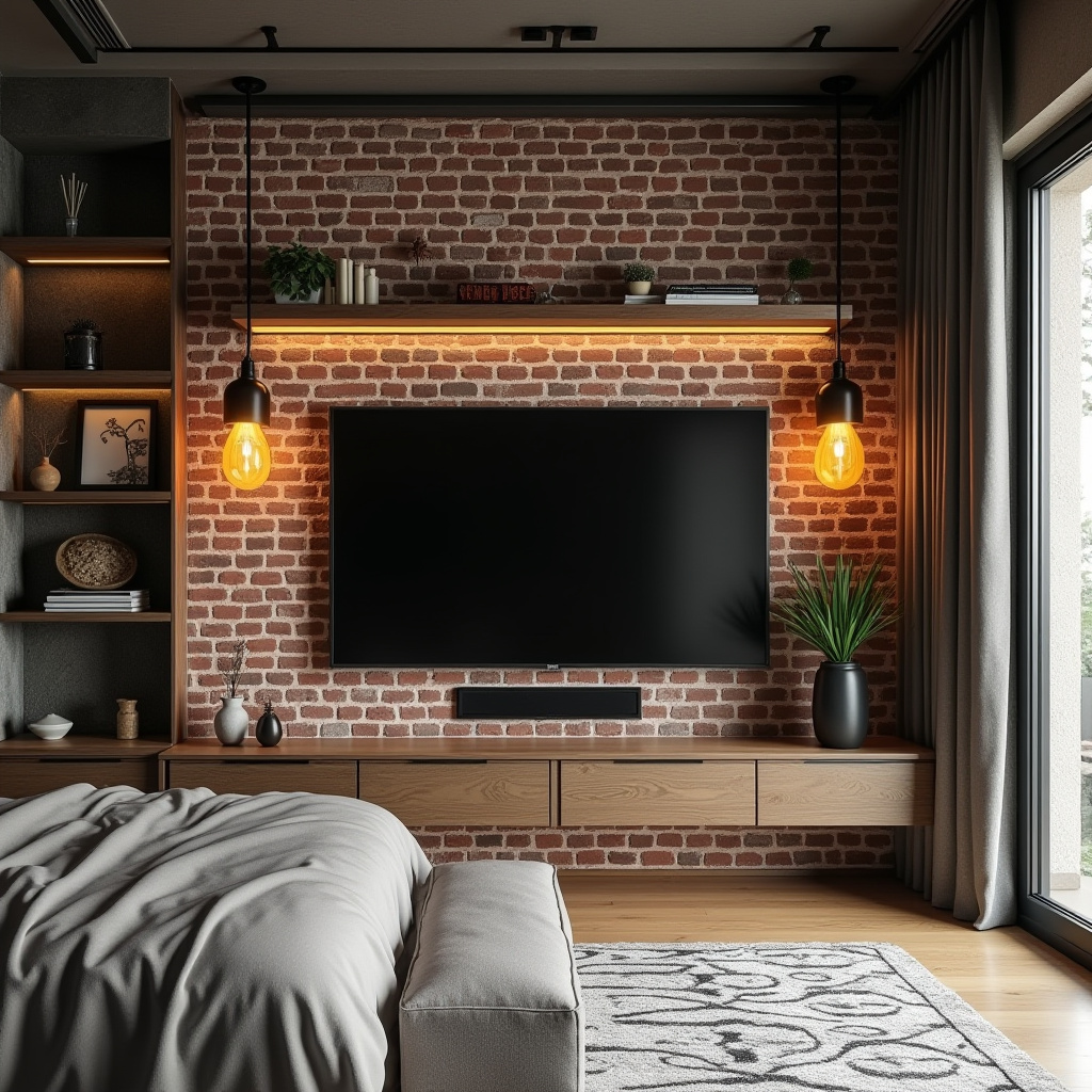 modern bedroom TV wall 9