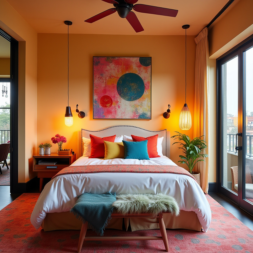 modern bedroom wall decor above bed 39