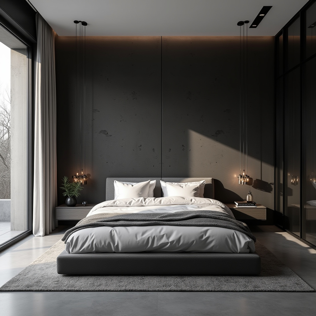 moody bedroom accent wall 18