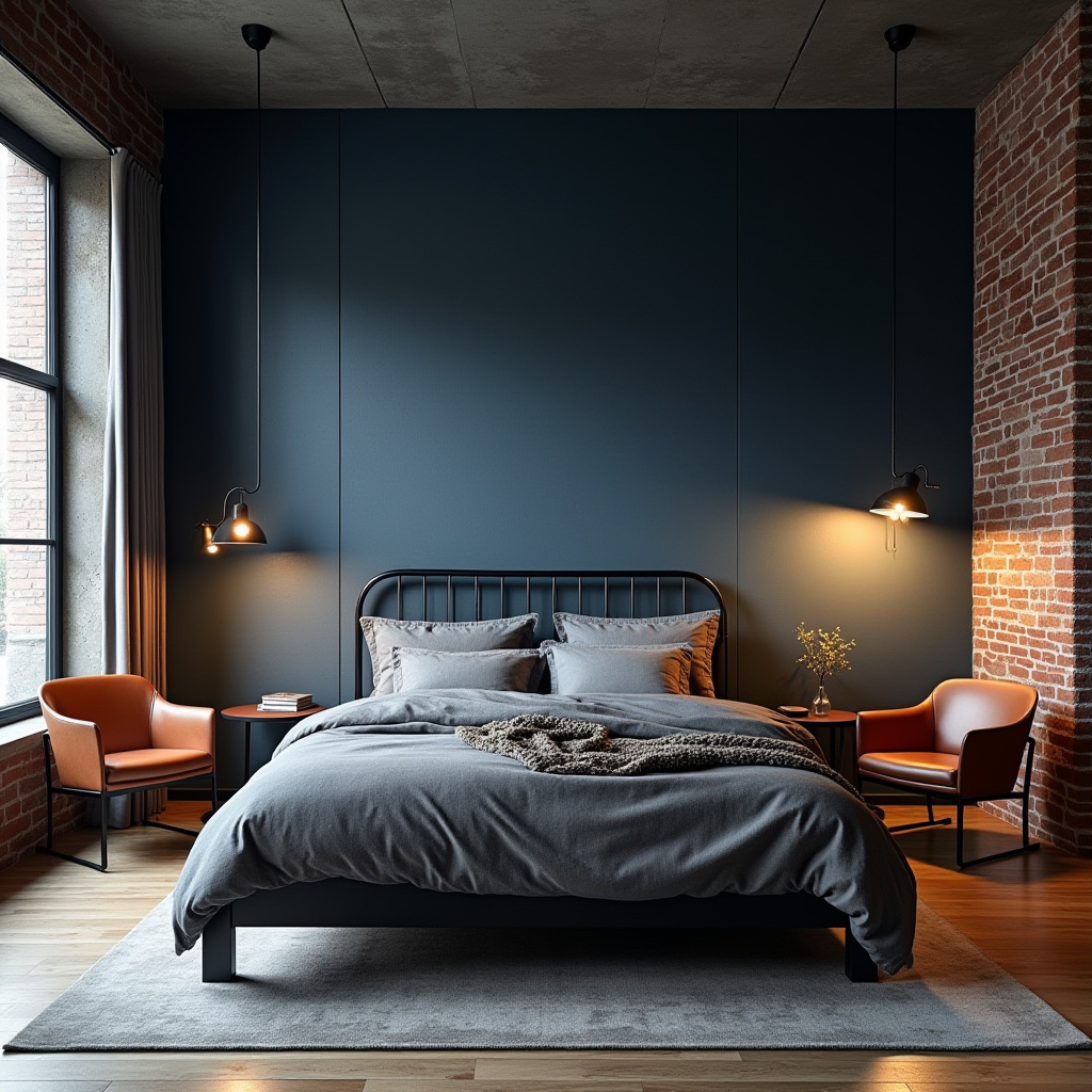 navy blue accent wall bedroom paint colors 17