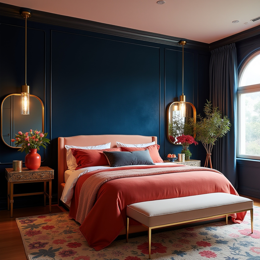 navy blue accent wall bedroom paint colors 19