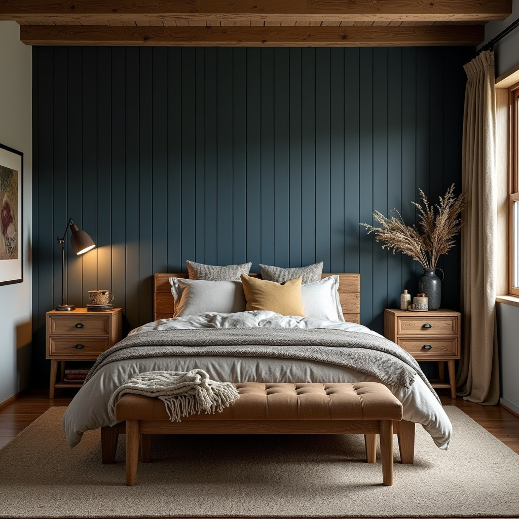 navy blue accent wall bedroom paint colors 25