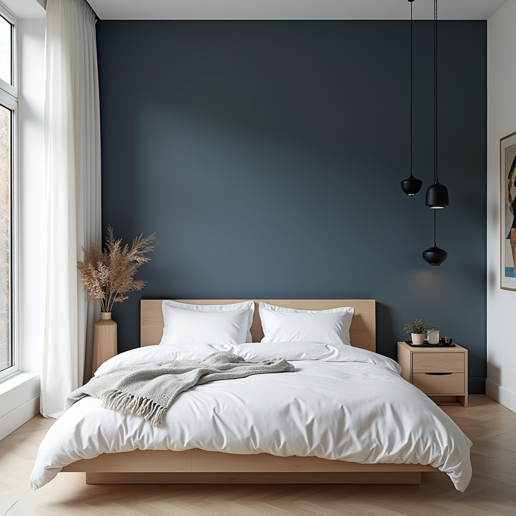 navy blue accent wall bedroom paint colors 33