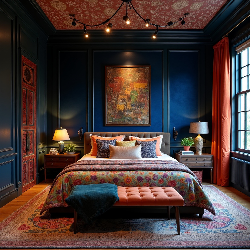 navy blue accent wall bedroom paint colors 35