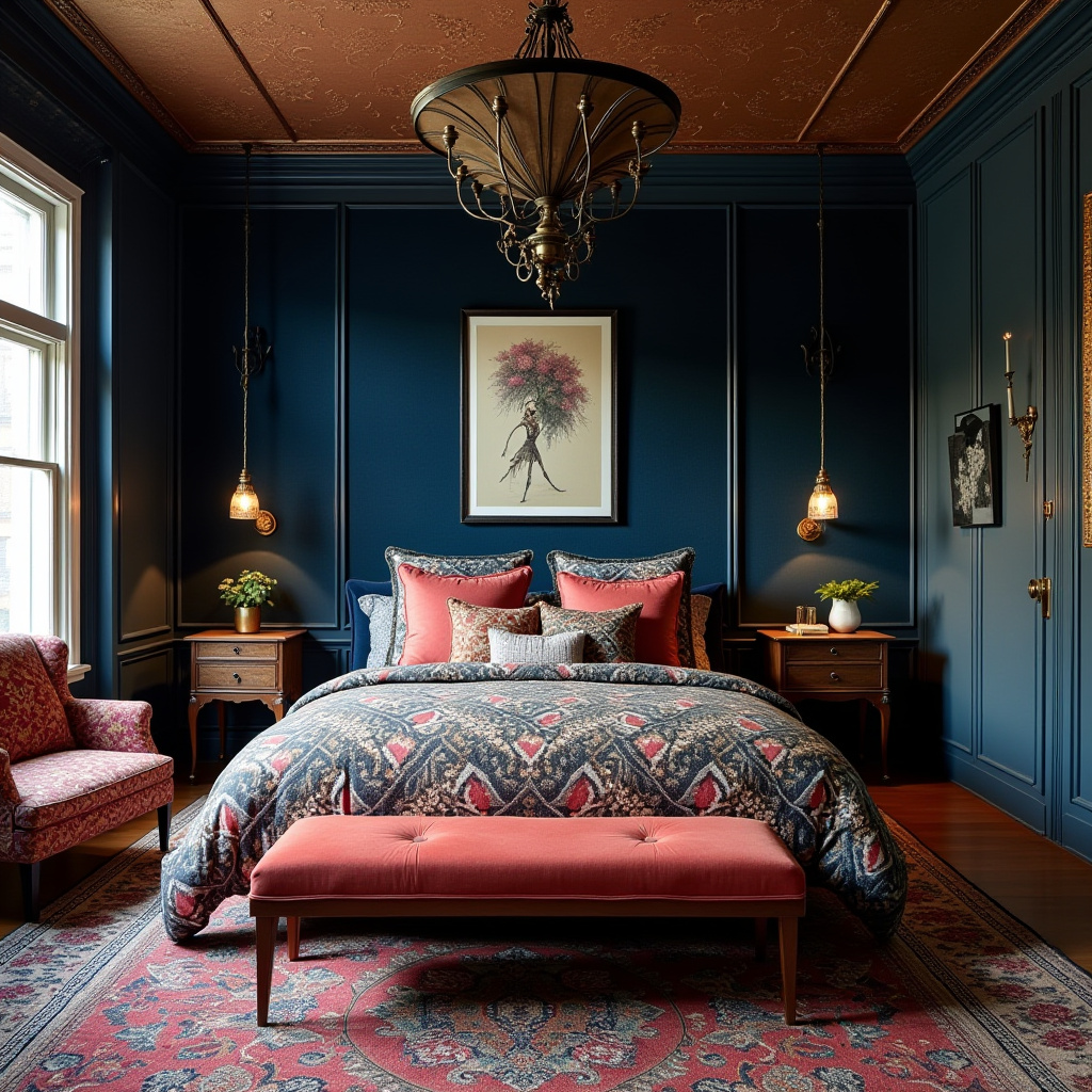 navy blue accent wall bedroom paint colors 36