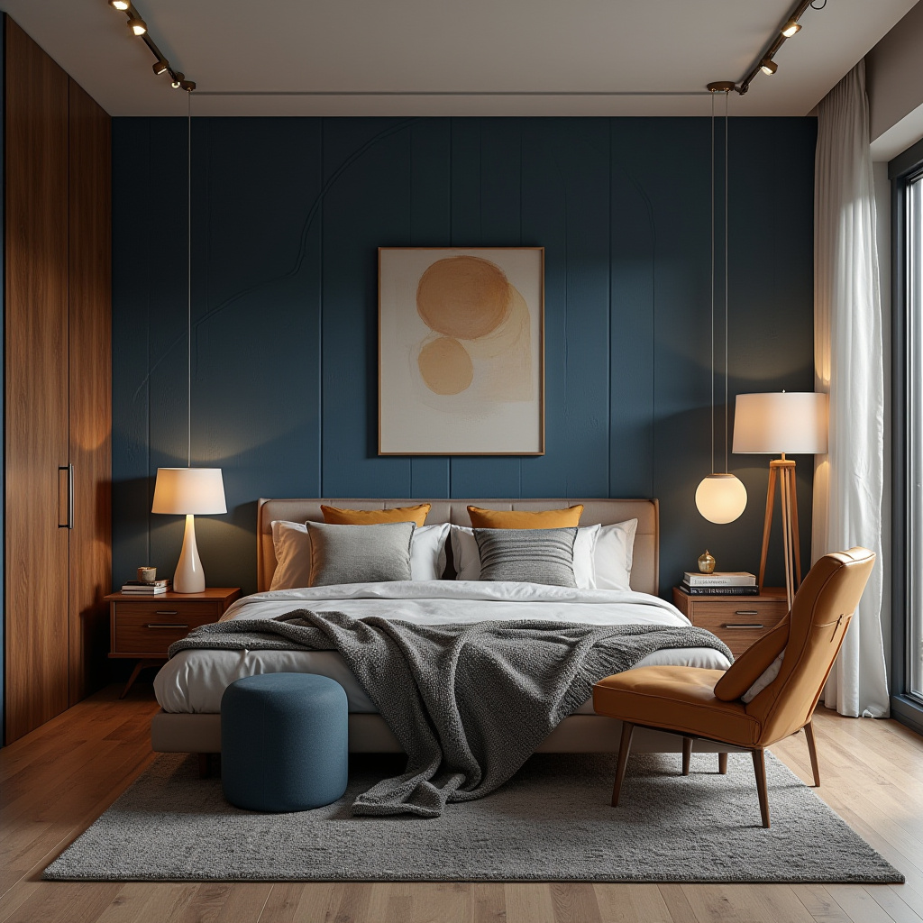 navy blue accent wall bedroom paint colors 38