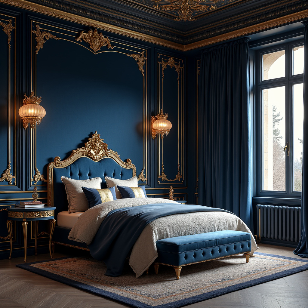 navy blue accent wall bedroom paint colors 39