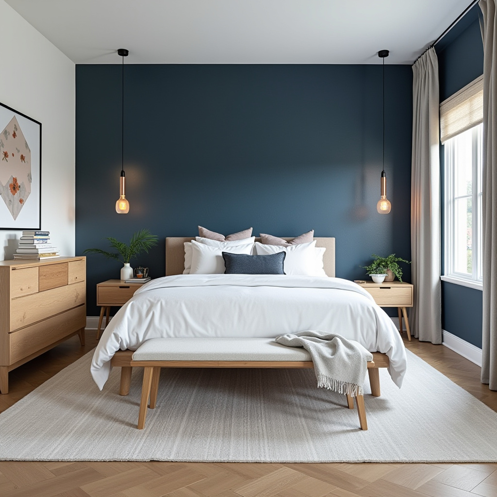 navy blue accent wall bedroom paint colors 4
