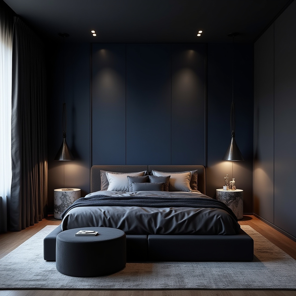 navy blue accent wall bedroom paint colors 5