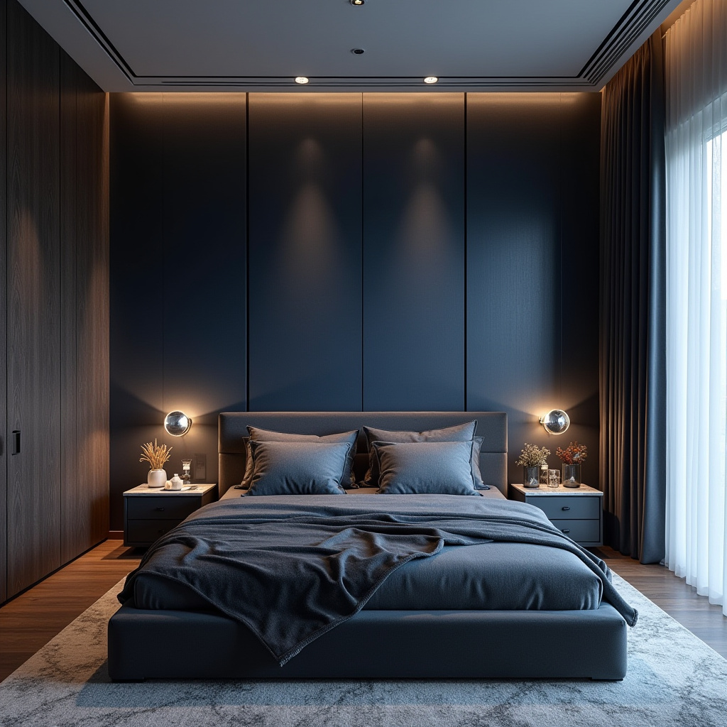 navy blue accent wall bedroom paint colors 6