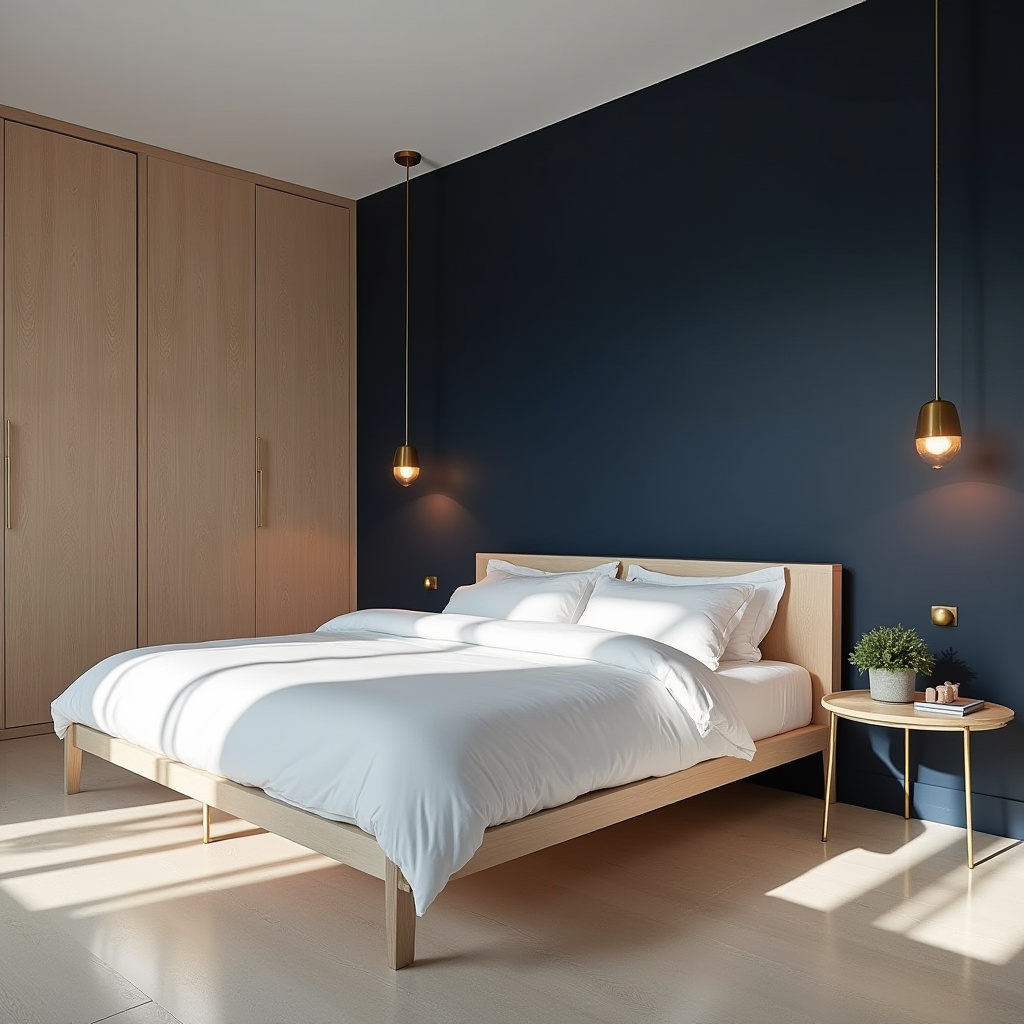 navy blue accent wall bedroom paint colors 7