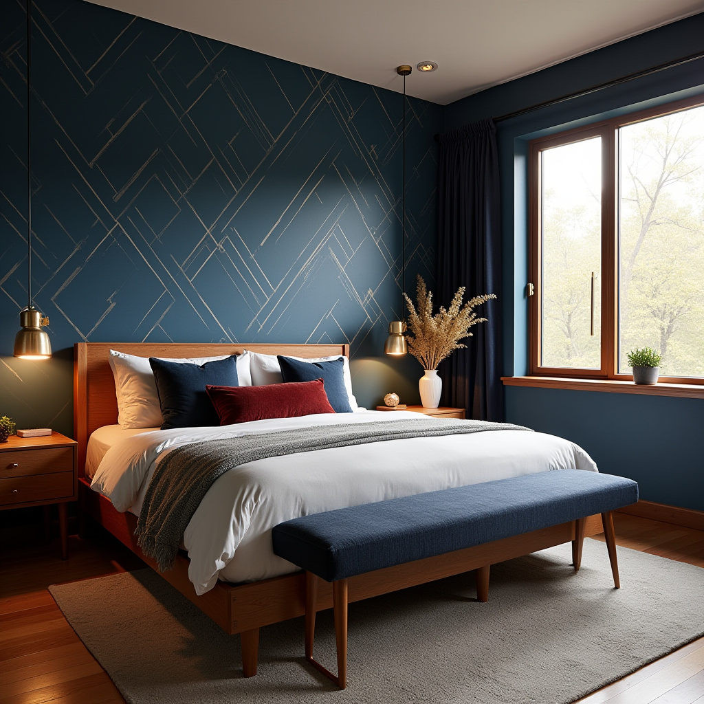 navy blue bedroom accent wall 10