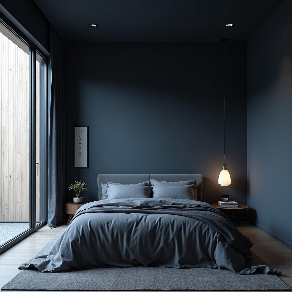 navy blue bedroom accent wall 11