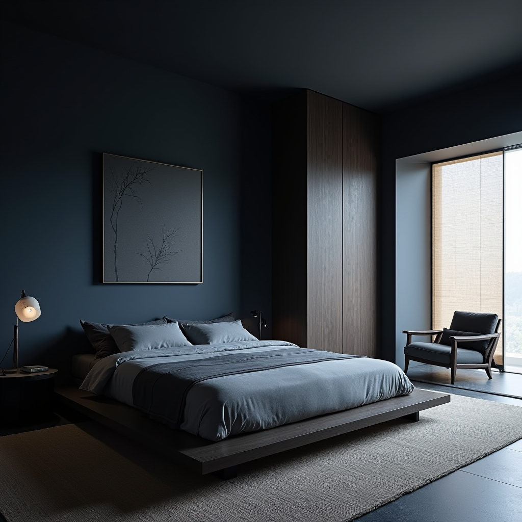 navy blue bedroom accent wall 12