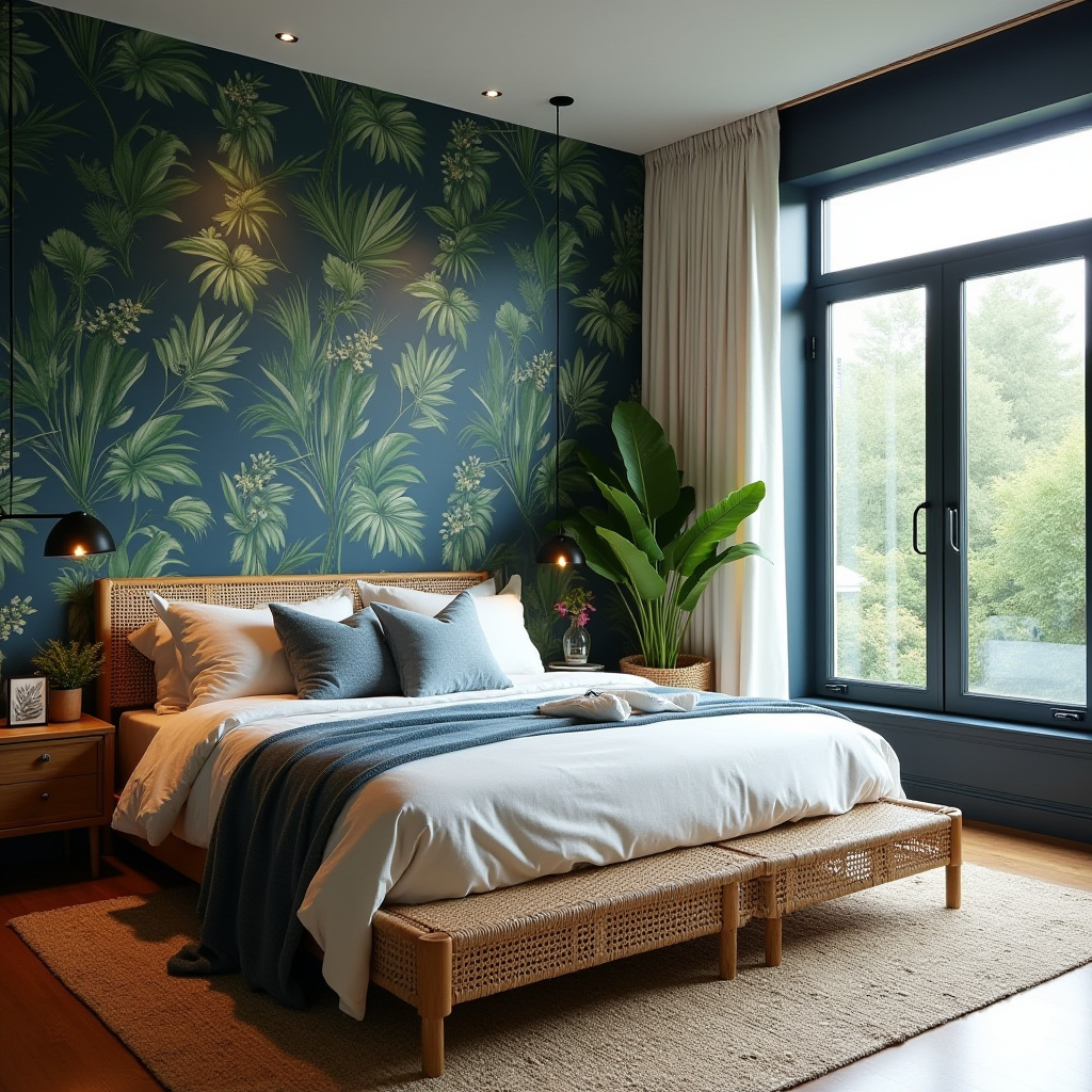navy blue bedroom accent wall 17