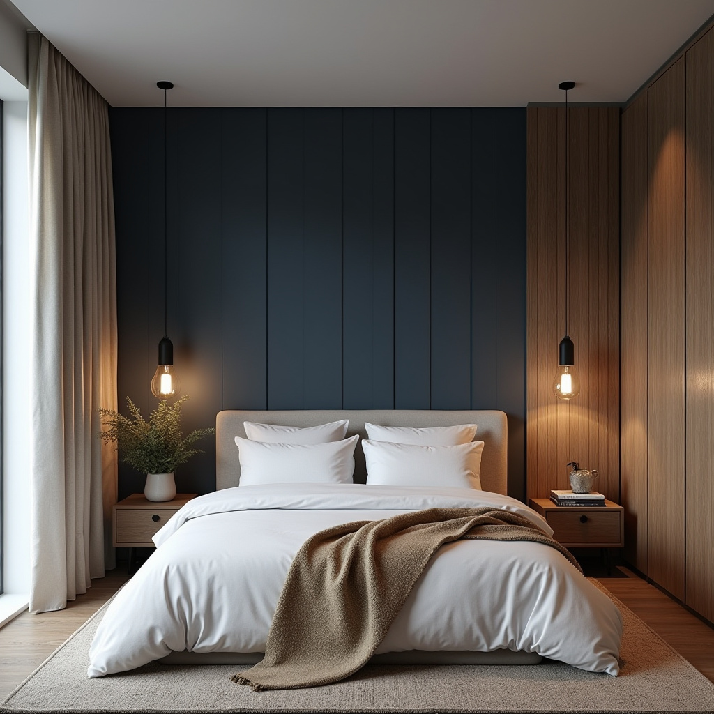 navy blue bedroom accent wall 3