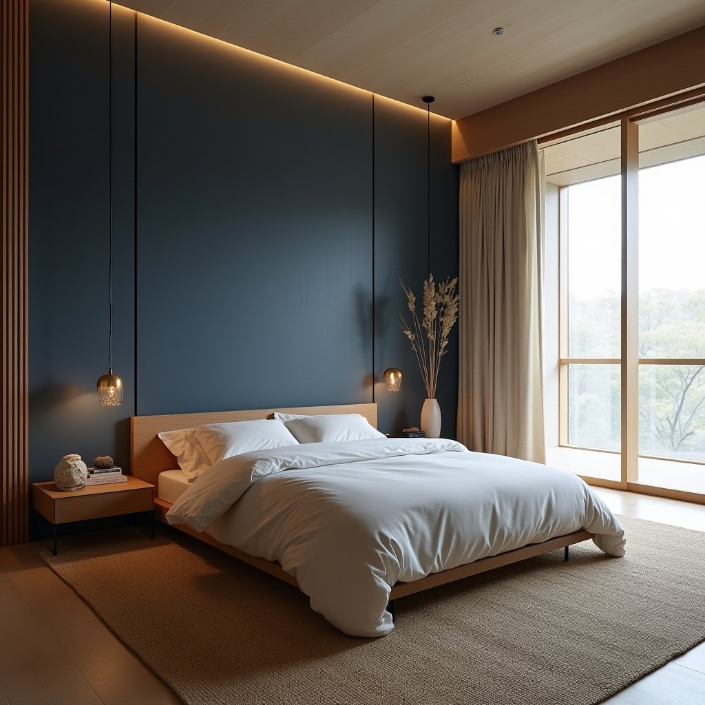 navy blue bedroom accent wall 32