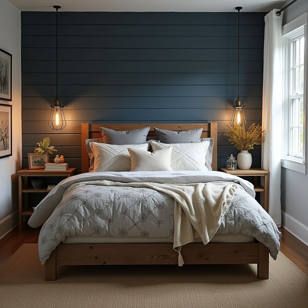 navy blue bedroom accent wall 33