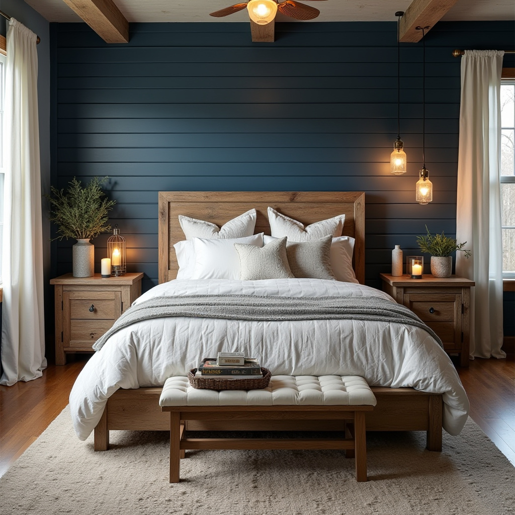 navy blue bedroom accent wall 34