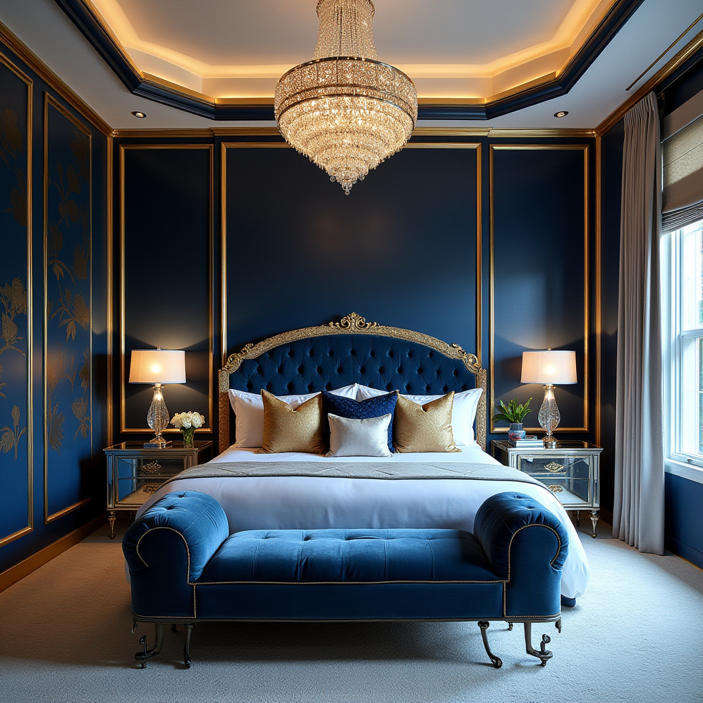 navy blue bedroom accent wall 35