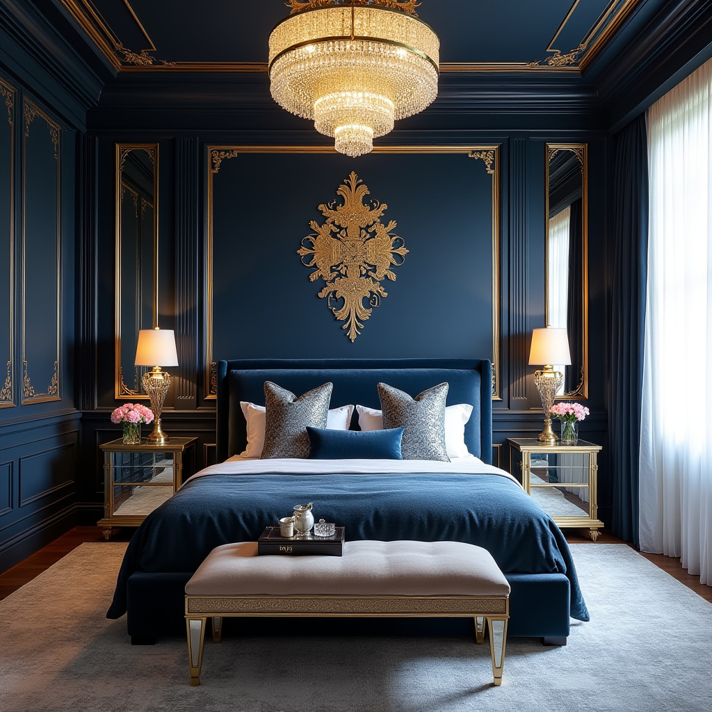 navy blue bedroom accent wall 36