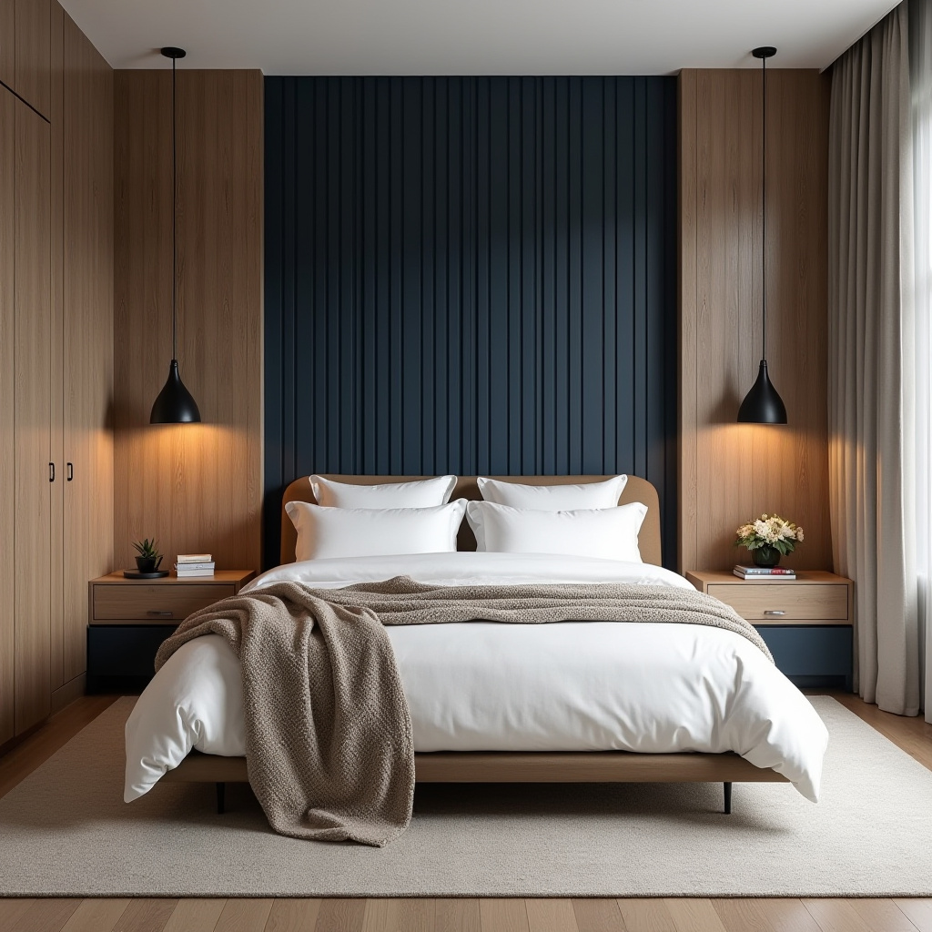 navy blue bedroom accent wall 4