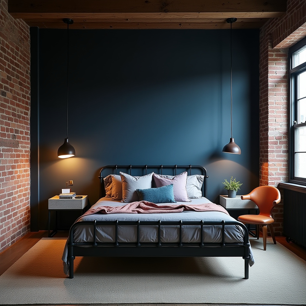 navy blue bedroom accent wall 7