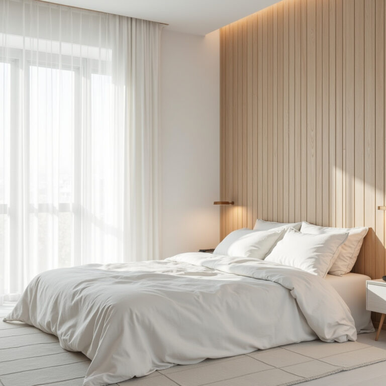neutral bedroom with accent wall 1