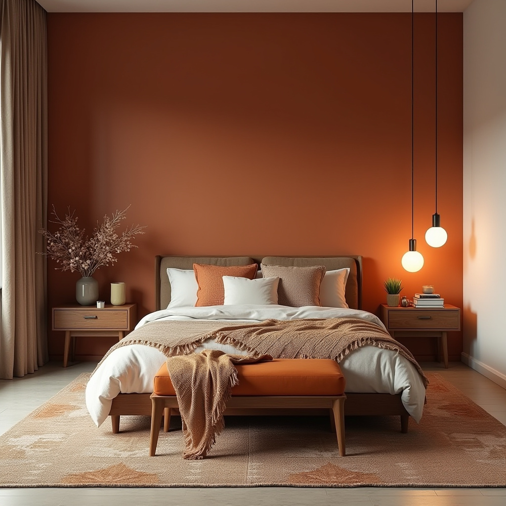 neutral bedroom with accent wall 16