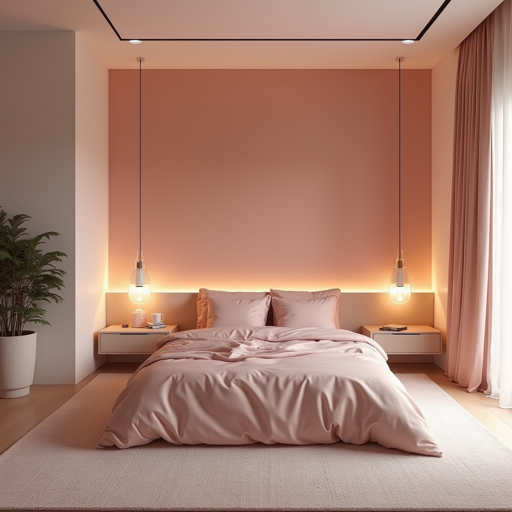 neutral bedroom with accent wall 24