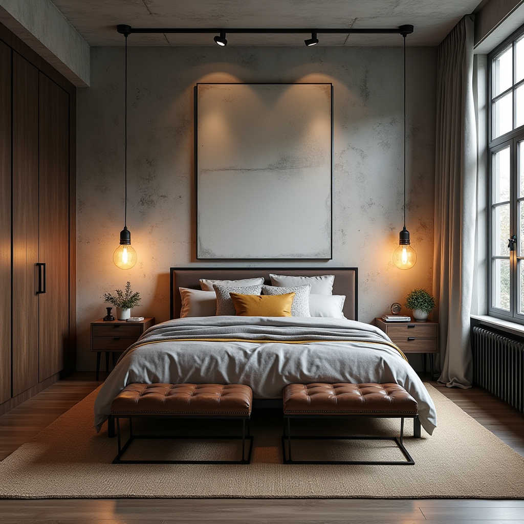 neutral bedroom with accent wall 35