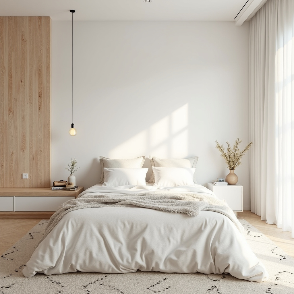 neutral bedroom with accent wall 37