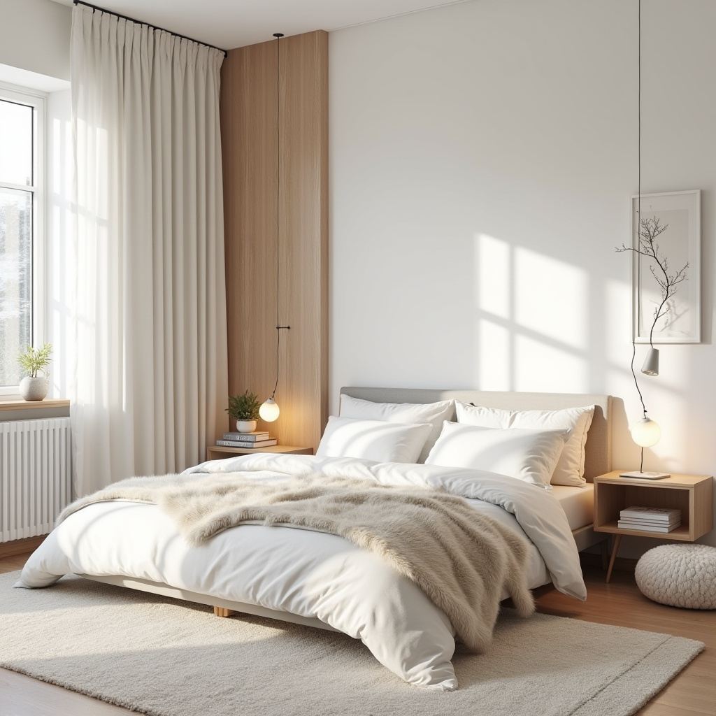 neutral bedroom with accent wall 38