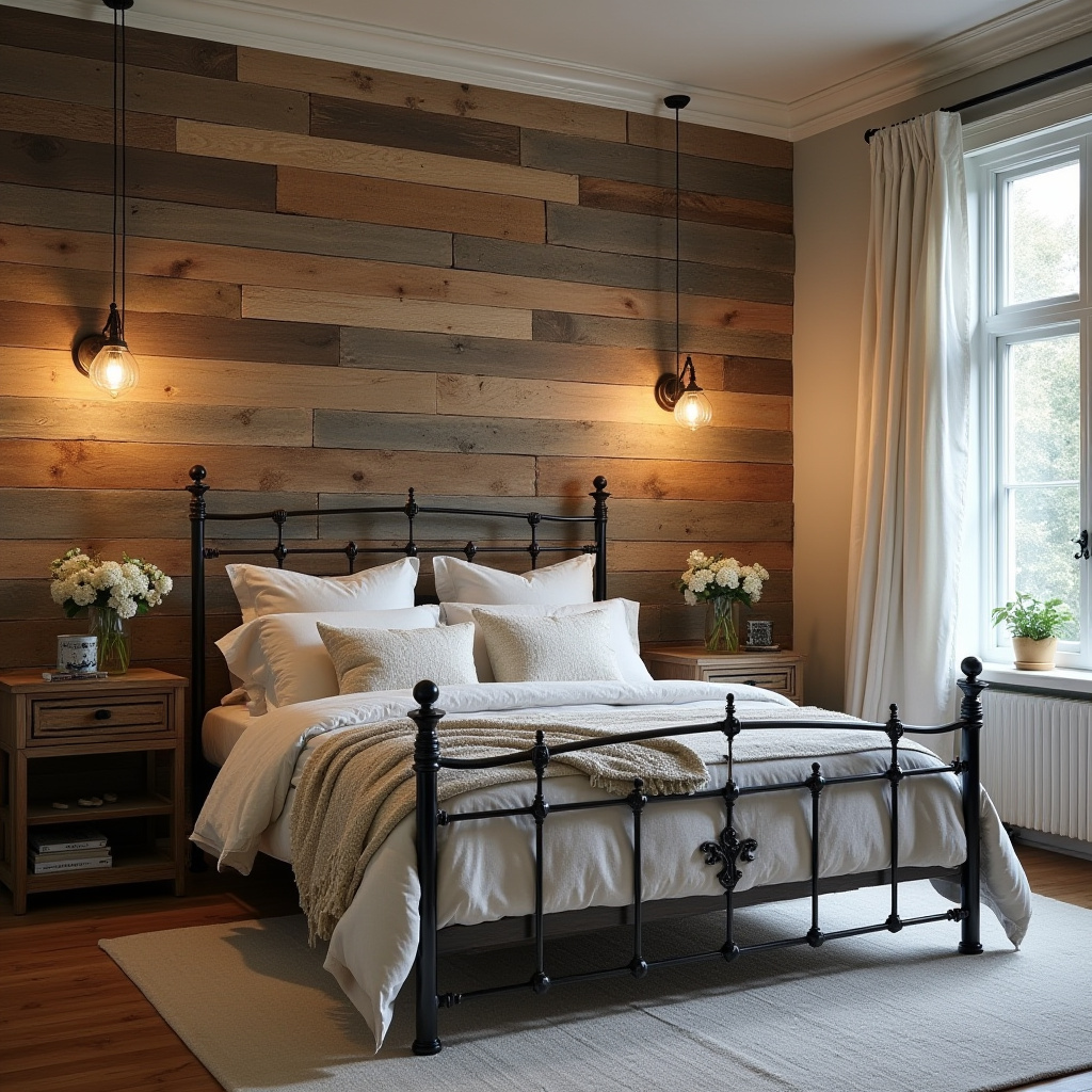 reclaimed wood bedroom accent wall 16