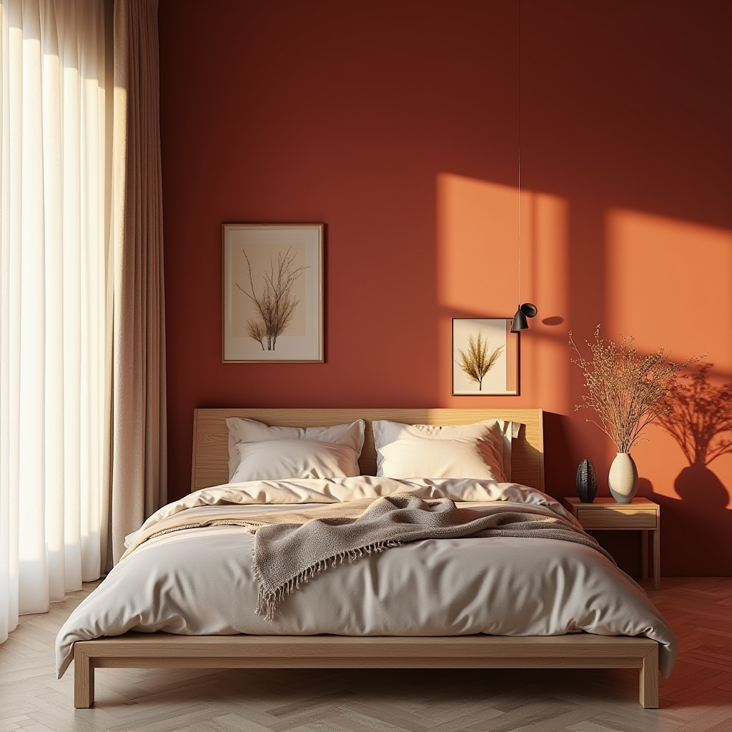 red bedroom accent wall 1