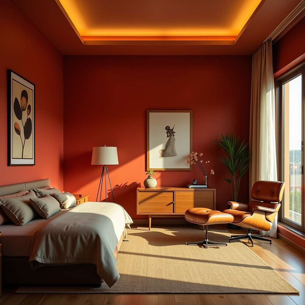 red bedroom accent wall 13