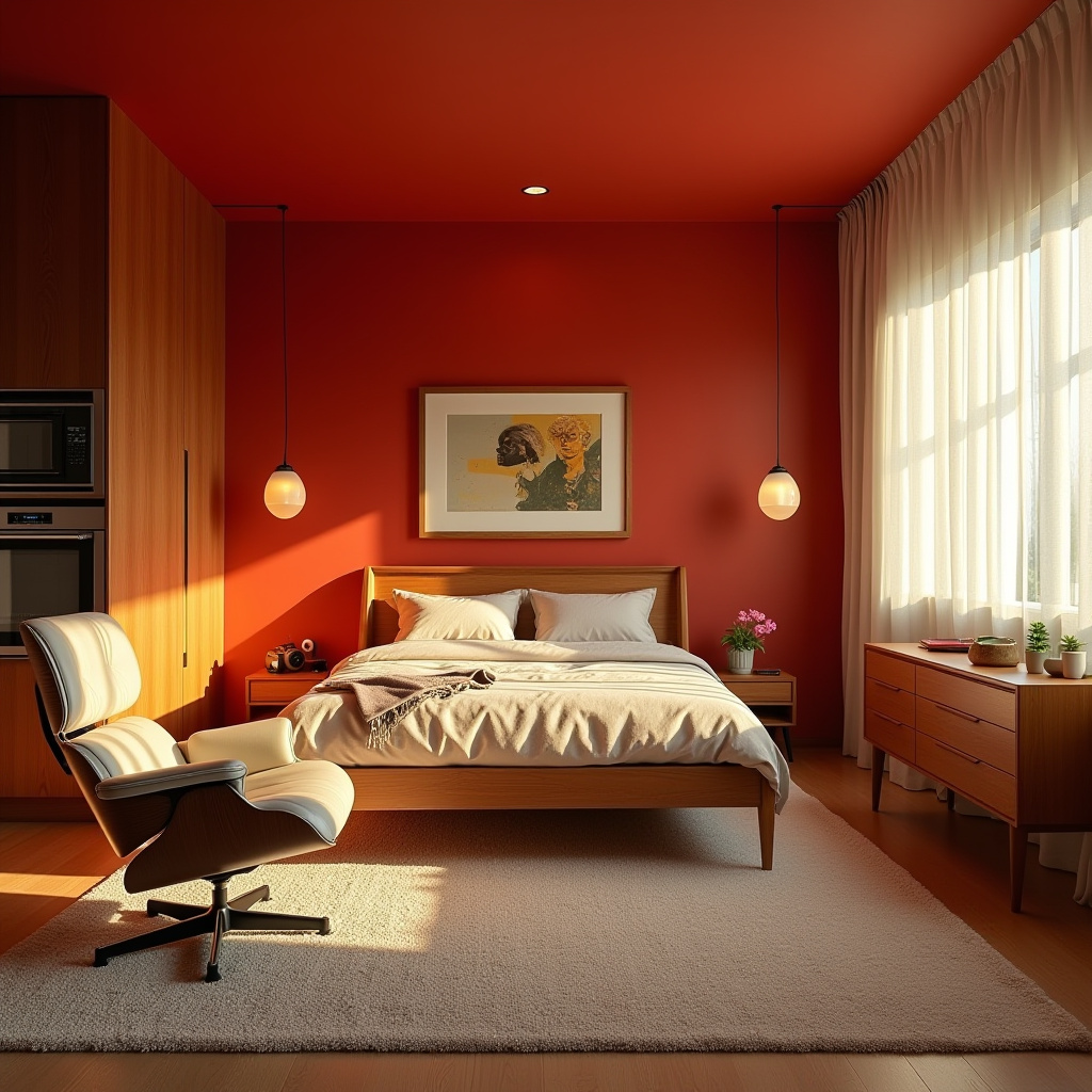 red bedroom accent wall 14