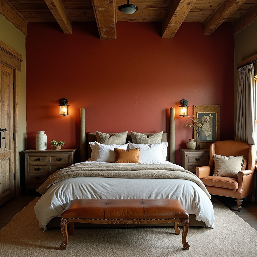 red bedroom accent wall 17