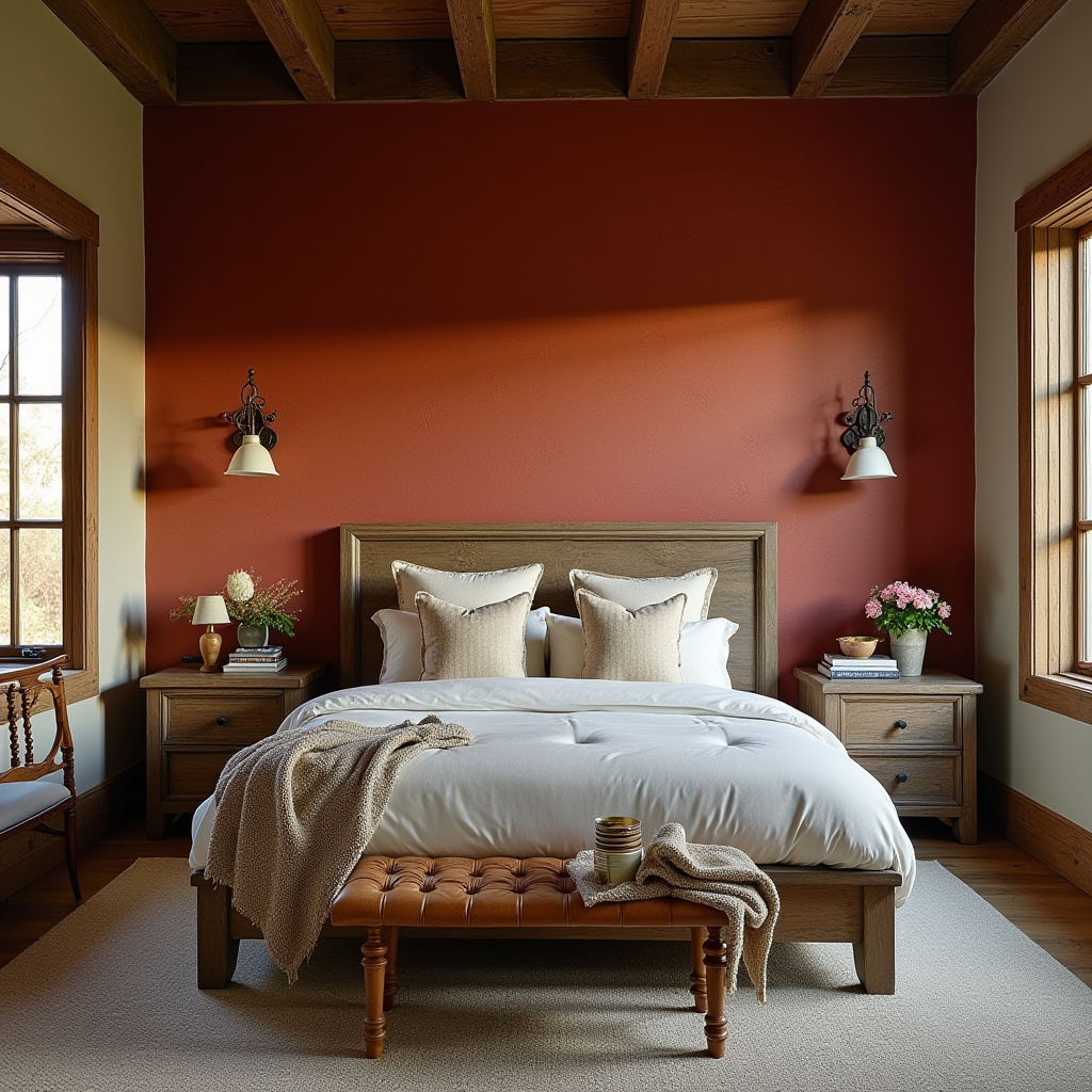 red bedroom accent wall 18