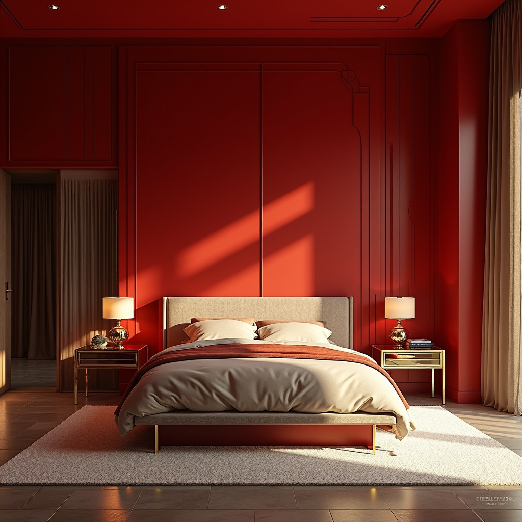 red bedroom accent wall 19