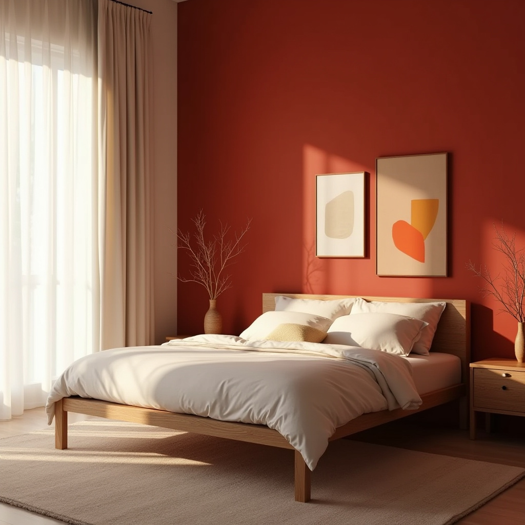 red bedroom accent wall 2