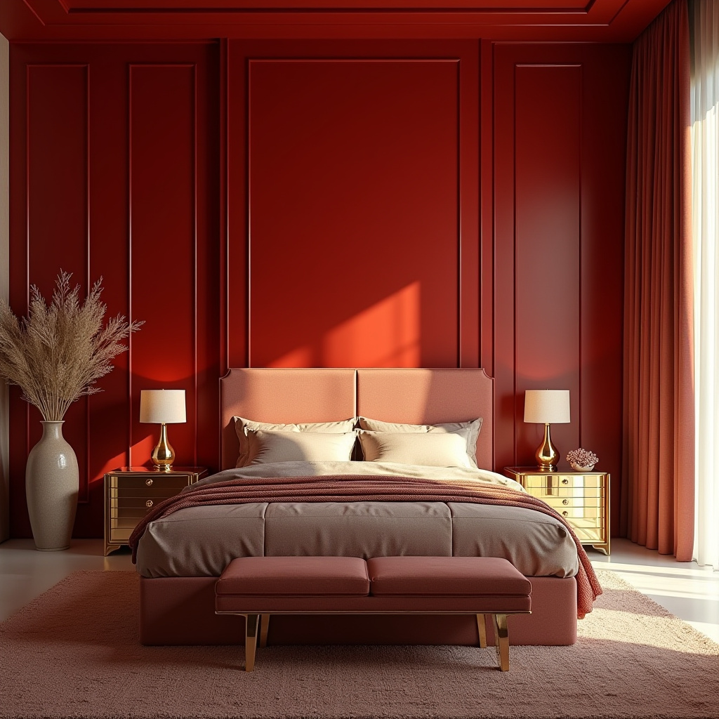 red bedroom accent wall 20