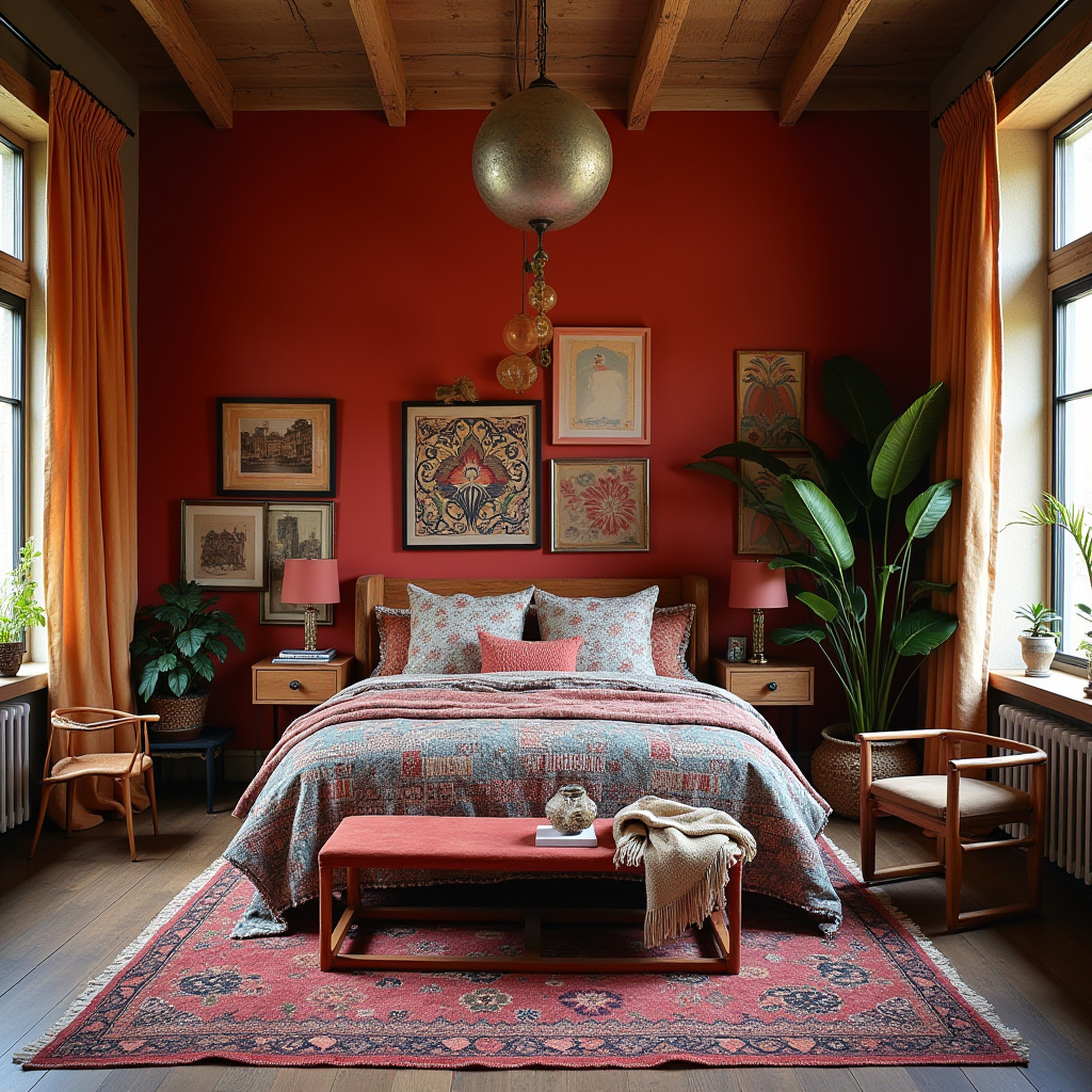 red bedroom accent wall 23